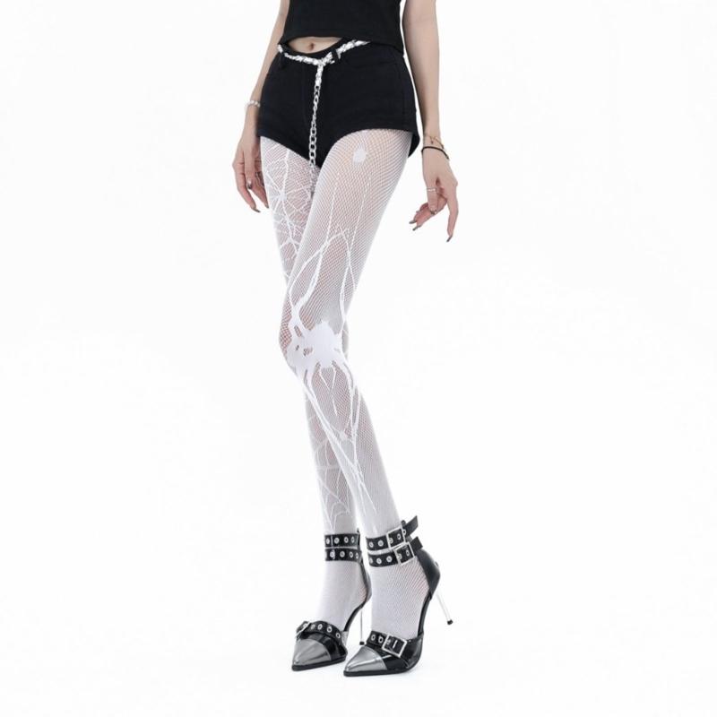Fashionable Black Spiderweb Tights Elastic Nylon Hosiery Stylish Stockings For Women Evening Event Casual Styling