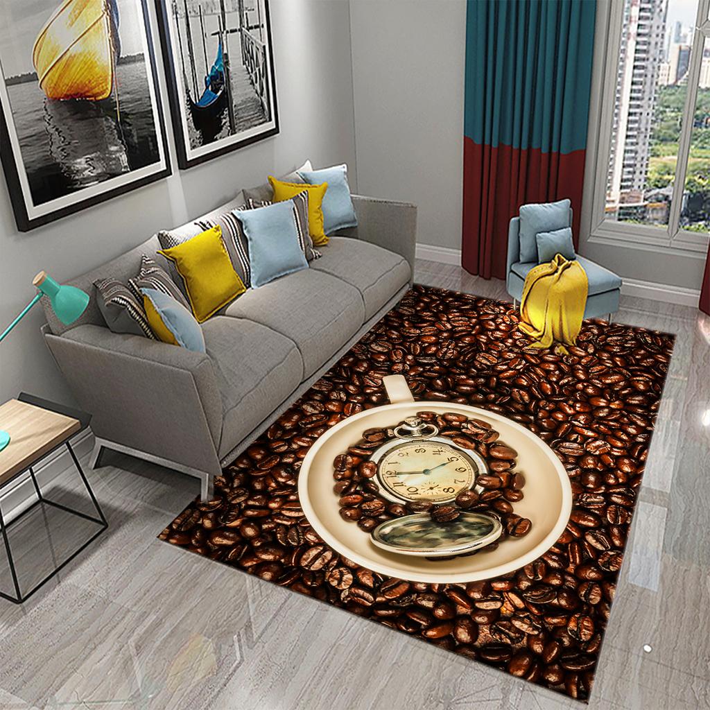 3D Print Coffee Breakfast Theme Carpet Creative Carpet Rug Living Room Bedroom Decor Kitchen Bathroom Non Slip Floor Mat Gifts