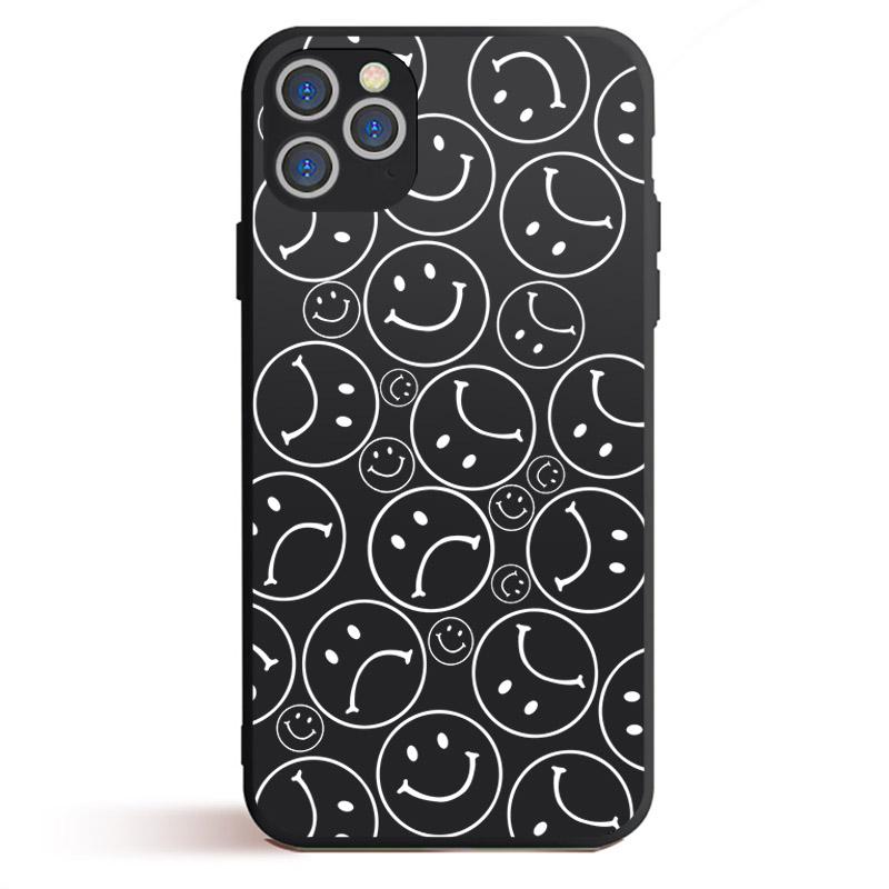 Cute Smileys Black Phone Case For iPhone 12 11 XR XS X Max 7 8 6 6S Plus 5 5S SE 2020 Back Cover For iPhone 12mini Shell