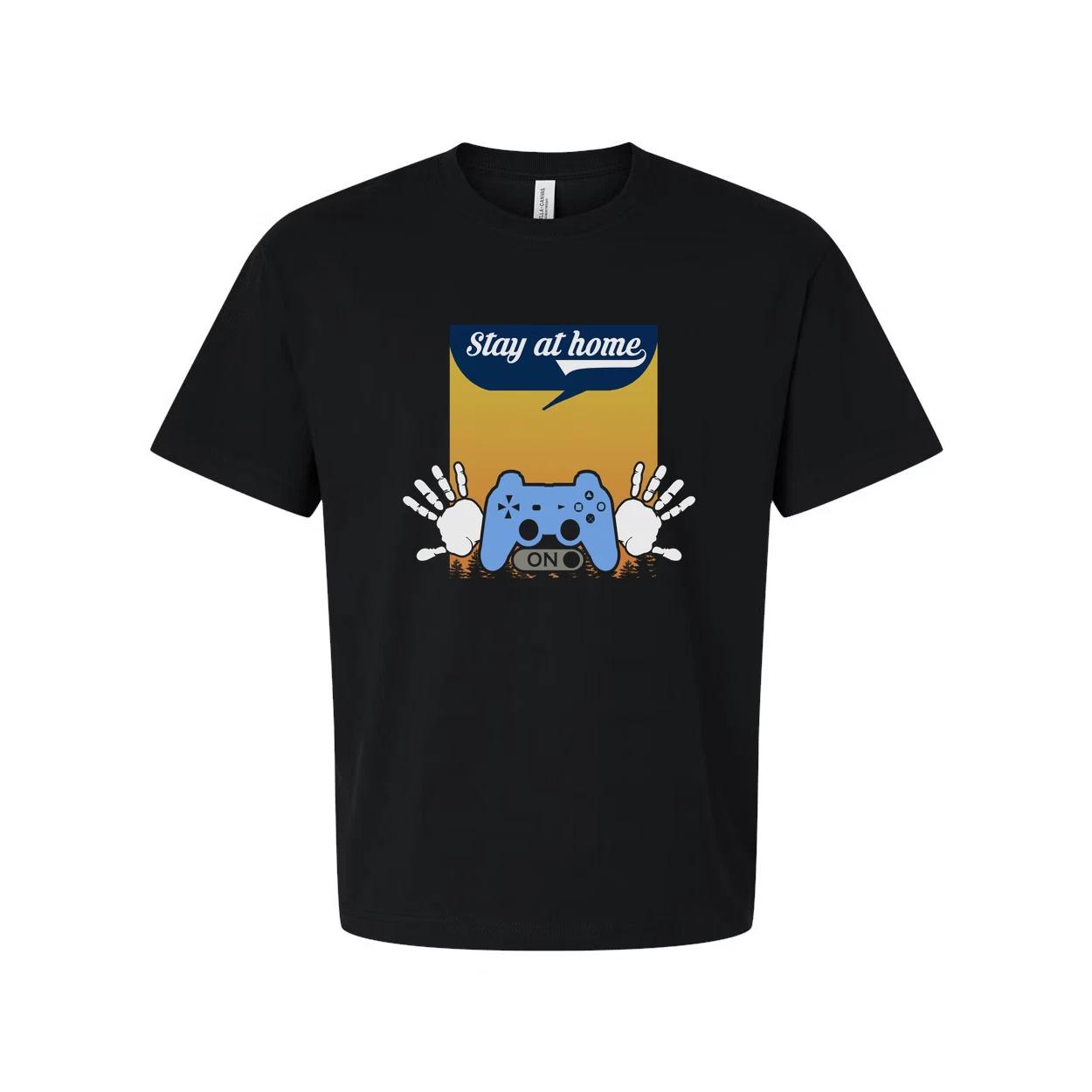 Gamer Unisex Graphic Tee Featuring Stay At Home Controller Illustration And Hand M