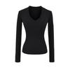 American Spicy Girl Deep V-Neck Long Sleeve Crop Top: Women's Slimming Waist, Regular Shoulder T-shirt for Autumn/Winter