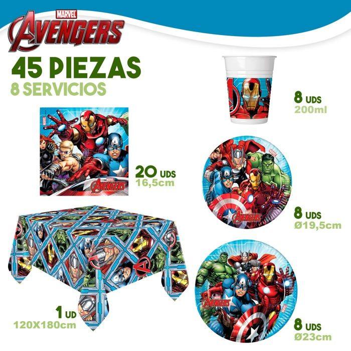 Avengers Party-Set - Disney - 66 Teile - 8 Personen - Mehrfarbig - Thor, Hulk, Captain America, Iron Man