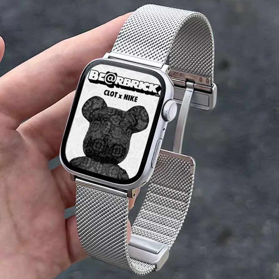 

Магнитный ремешок для Apple Watch Band 45 мм Ultra 2 49 мм 41 мм 40 мм 44 мм Браслет из нержавеющей стали Iwatch Series 9 8 7 6 5 Ремешок для часов for Series 10 46mm серебряный