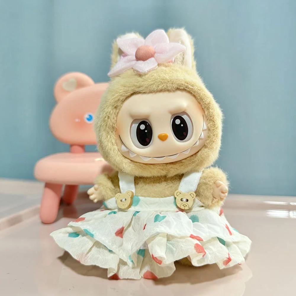 Labubu 15cm/17cm Doll Clothing Sitting Party Strawberry Tank Top Skirt Paired With Princess White Shoes Princess Baby Clothes