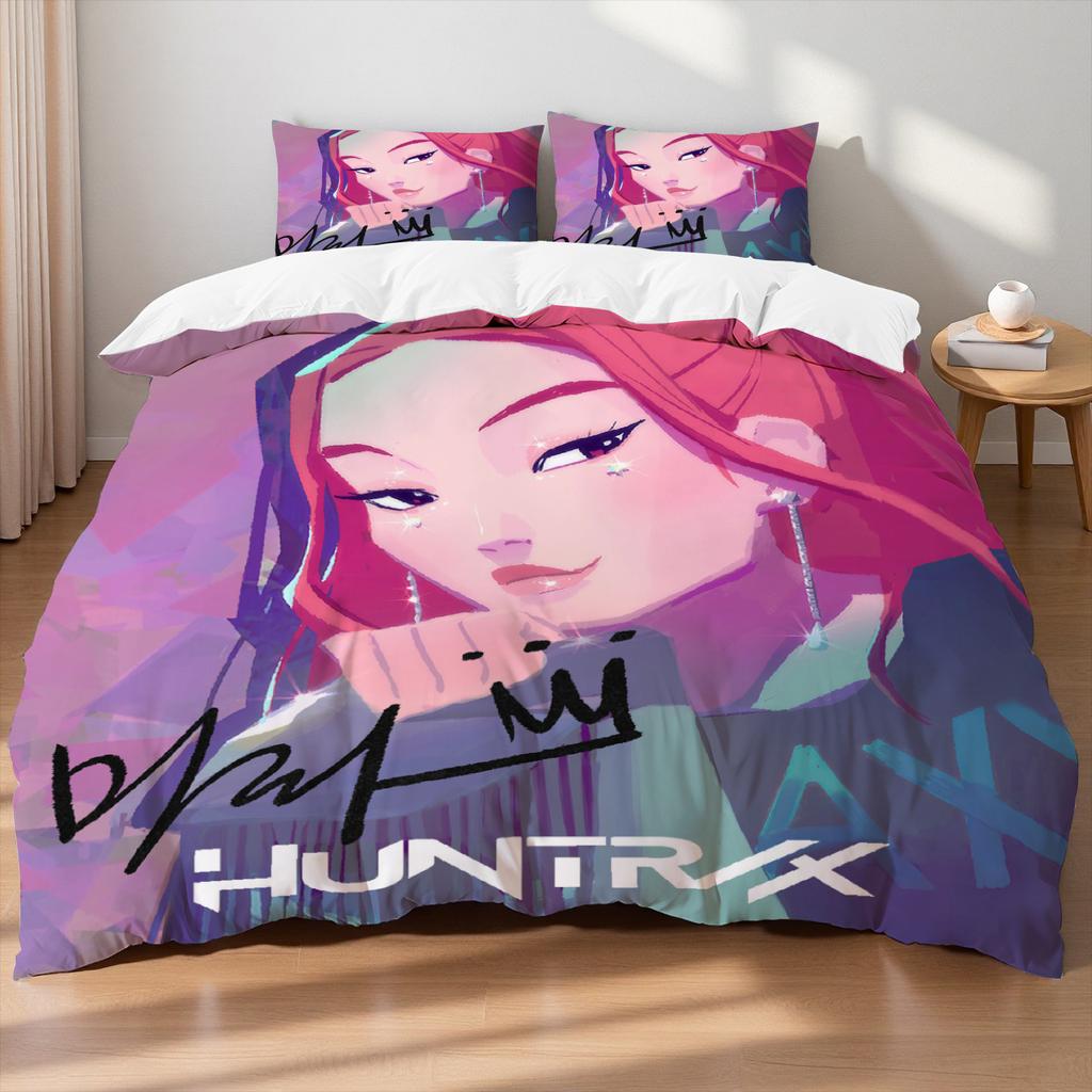 D-Demon Hunters Villain Themed K-Pop Bedding Set Colorful Print Polyester Bed Sheet Duvet Cover Kid Gift Home Textile