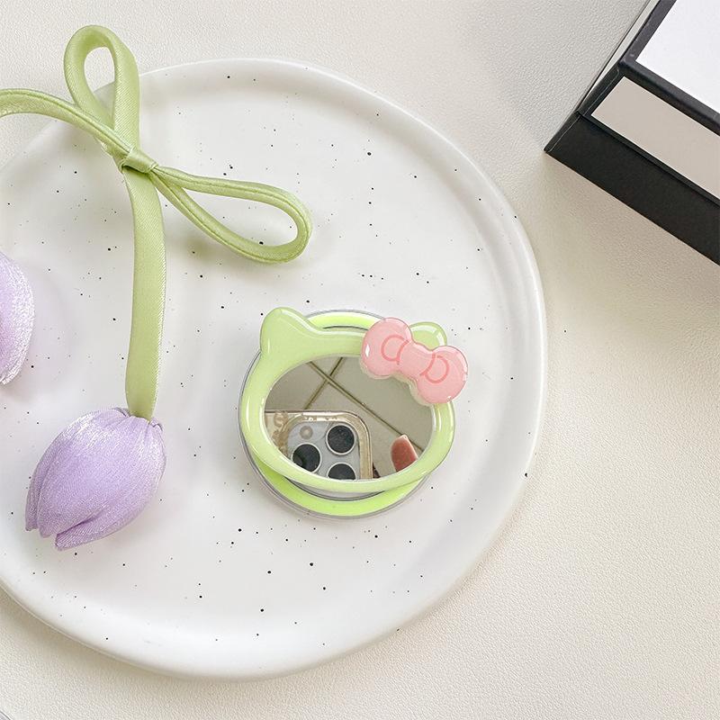 Bow Cat Mirror Mobile Phone Airbag Bracket Wind Makeup Mirror Paste Magnetic Magsafe Creative