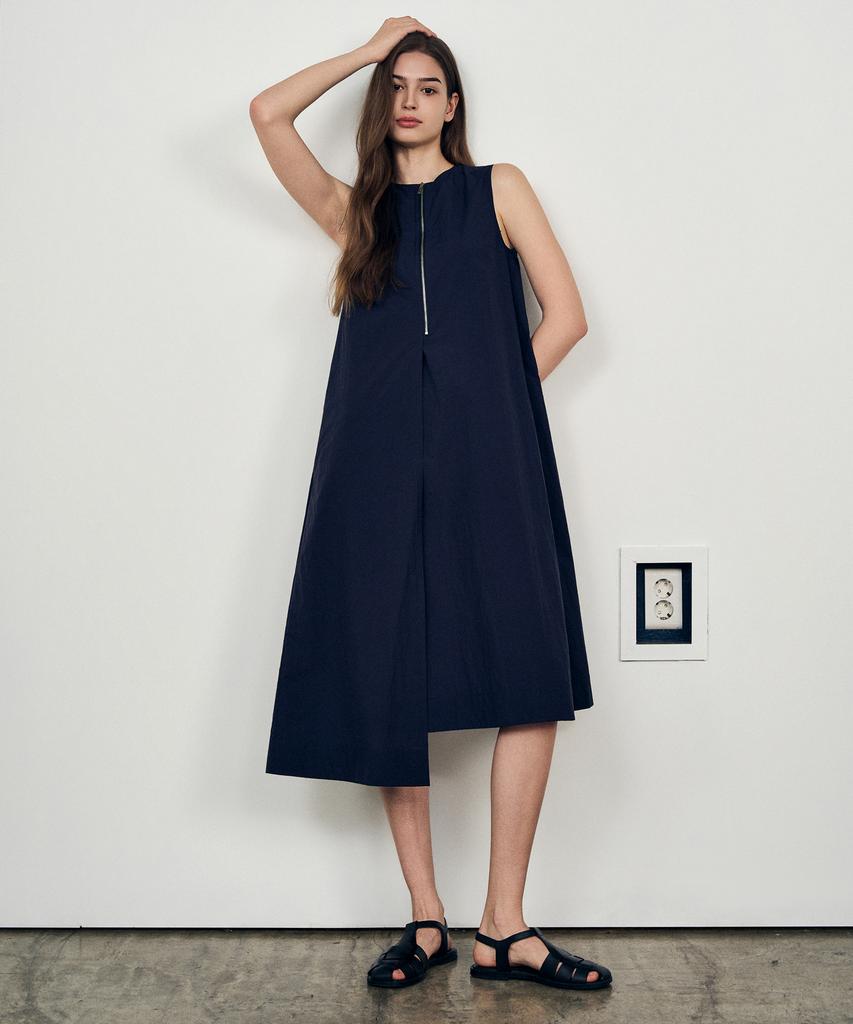 Laneonkyulleoseu Minimal A-Line Zipper Dress_Navy