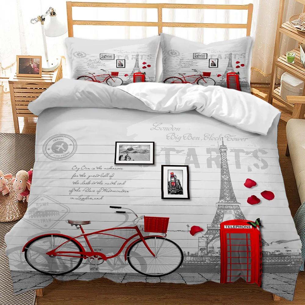 British Style Duvet Cover Double Decker Bus Traditional Local Cultural England Uk Retro Double Queen King Polyester Quilt Cover