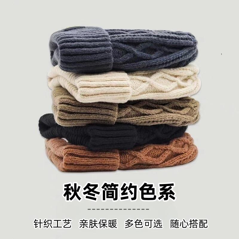 Autumn and Winter Hats Women's Fashion Versatile Ear Protectors Pullover Hats Show a Small Face Outdoor Cold-proof Plush Warm Knitted Wool Hats