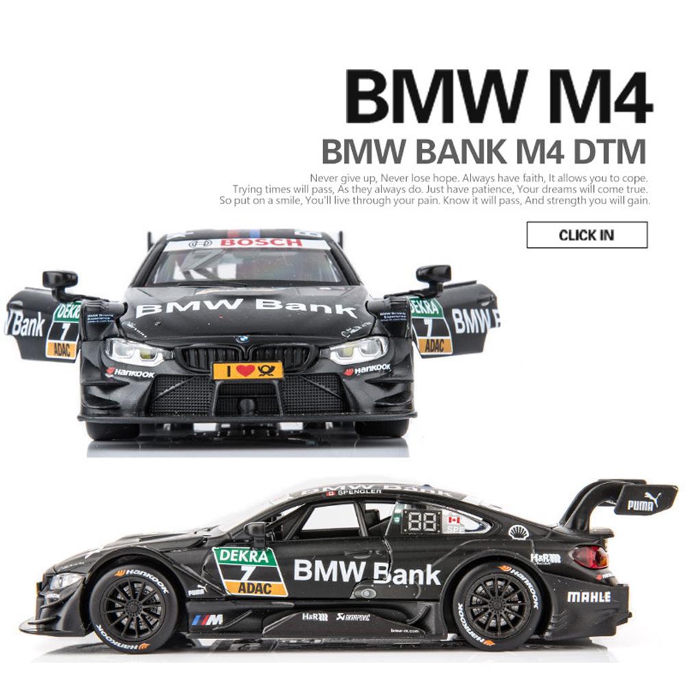 AAAOM1 1:32 Scale BMW M4 DTM Car Model Toy Doors Opened Metal Diecast Music Light Pull Back Racing Cars Models Toys Kids Hobby Gifts
