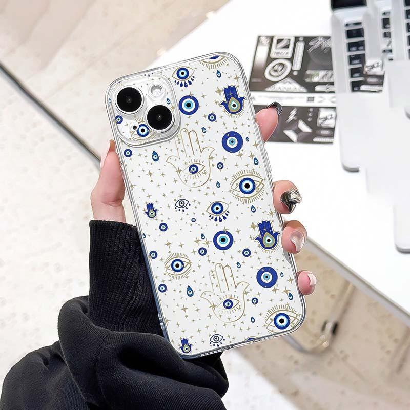 Trendy brand blue eye for iPhone11 Apple 13 mobile phone case 16/15/14 promax transparent soft case XsXr