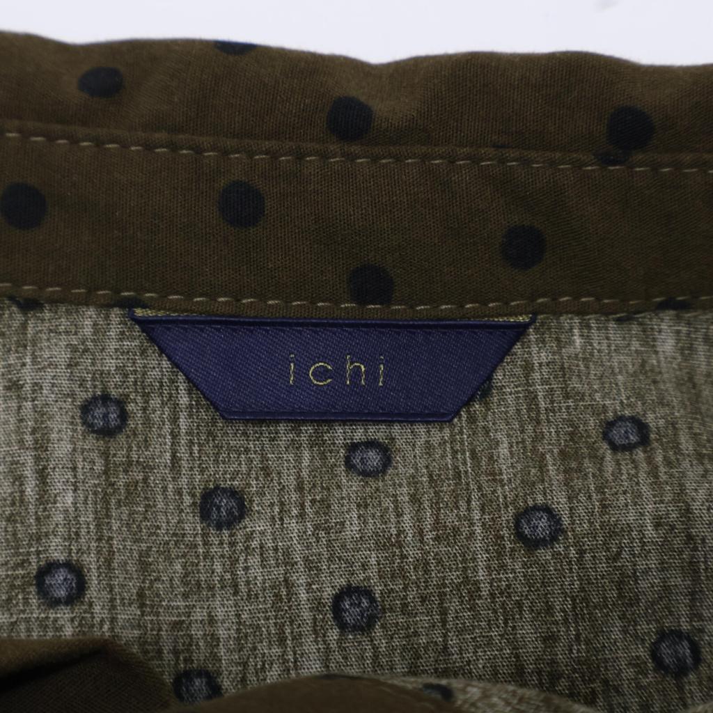 ICHI [Good Condition] SM210429 Polka Dot Shirt dress *There is no size notation. Khaki x BlackUsed
