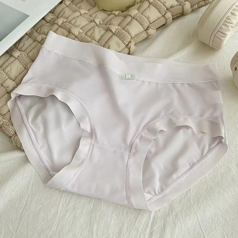 Damen Sommer Sexy Eis Seide Reine Baumwolle Schritt Durchsichtig Schnell Trocknend Atmungsaktiv Keine Spuren Taille Dreieck Slip