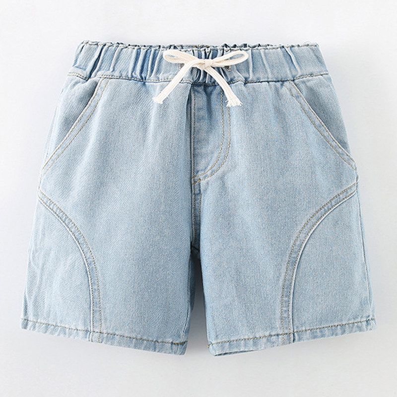 Boys' Denim Shorts, Summer Light-Colored Five-Point Pants, 2025 New Children's Clothing, Soft Thin Casual Pants for Young Children
