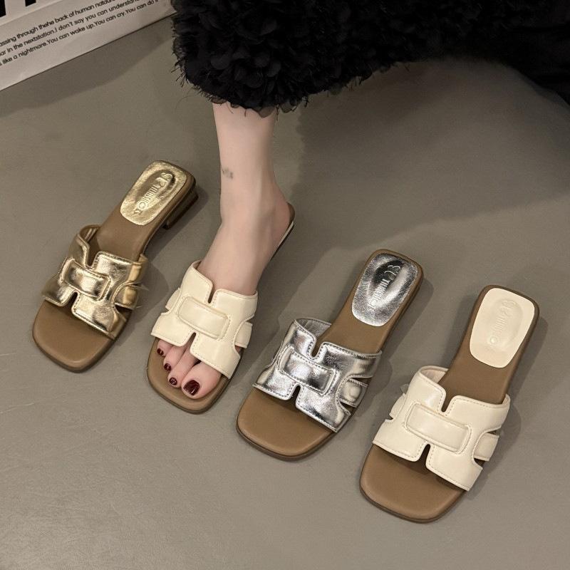 French Flat Shoes One-line Slippers Women's Summer Fashion Vacation Style Beach Slippers