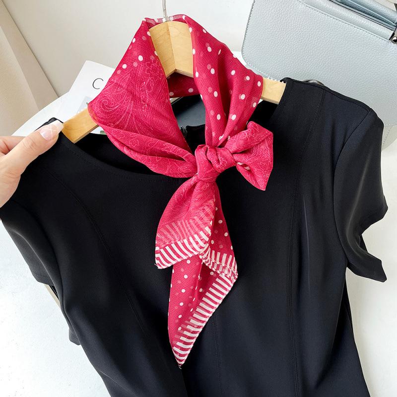 Korean Decorative Scarf Scarf Summer Scarf Square Scarf High-end Thin Style Xiliya Printed Square Scarf Tied Hair Strap