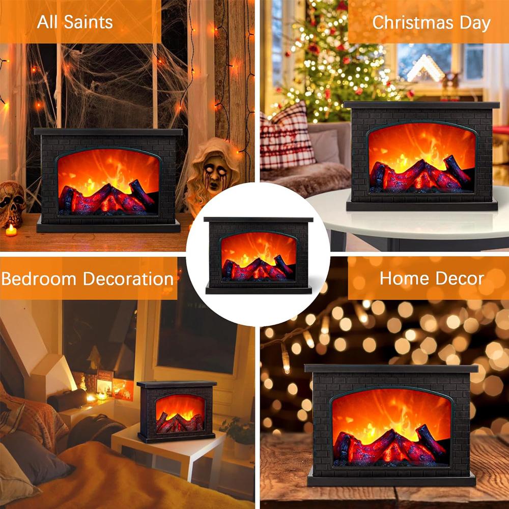 LED Creative Home Fireplace Lamp, Flame Lamp Modeling Lamp Nordic Style Decorative Lights Christmas Crafts Decoration