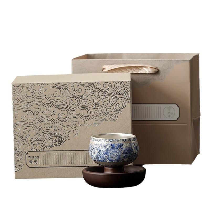 Hongyuezhai 999 Silver 360° Rotating Ceramic Master Teacup