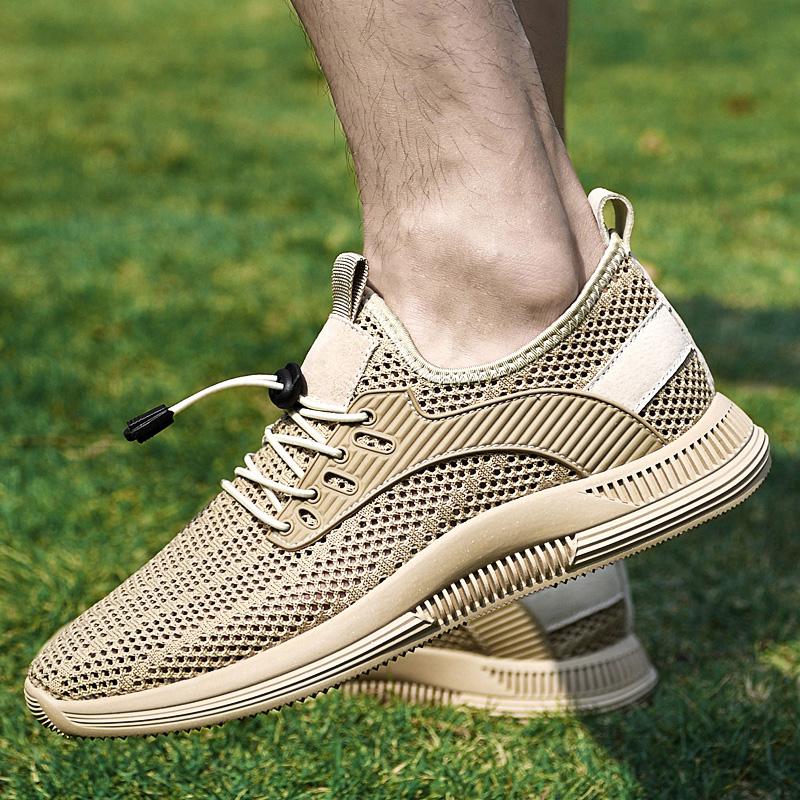 Summer Men's New Breathable Pig Skin Mesh Shoes Fashionable Outdoor Comfortable Anti Slip Low Top Men's Mountaineering Shoes