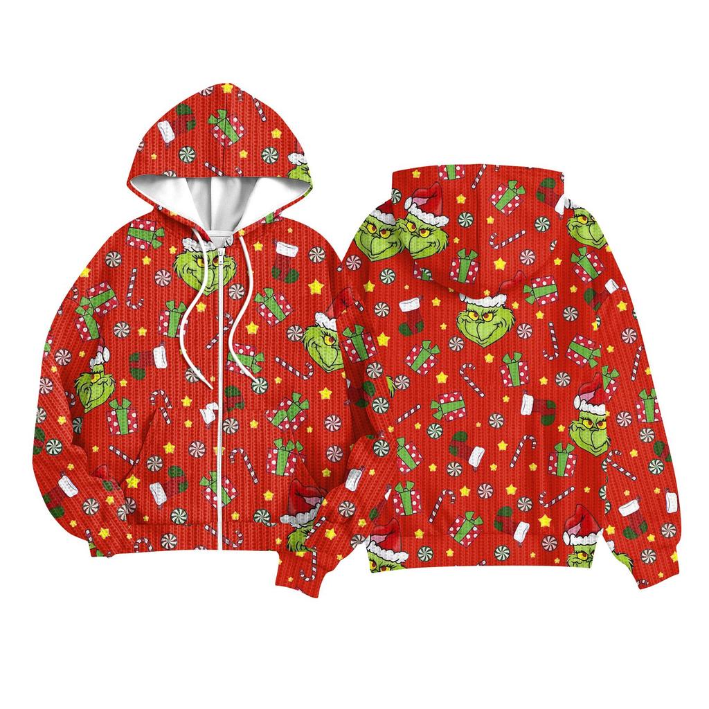 Children Girls And Boys Fashion Jacket Casual Printed Long-sleeved Hooded Cardigan Sweatshirts