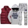 Men's Tracksuits Casual Set 3 Pieces Warm Vest Sweatpants Hoodie Letter Printed Plus Size 5XL Mens Joggers Set Sweat Suits