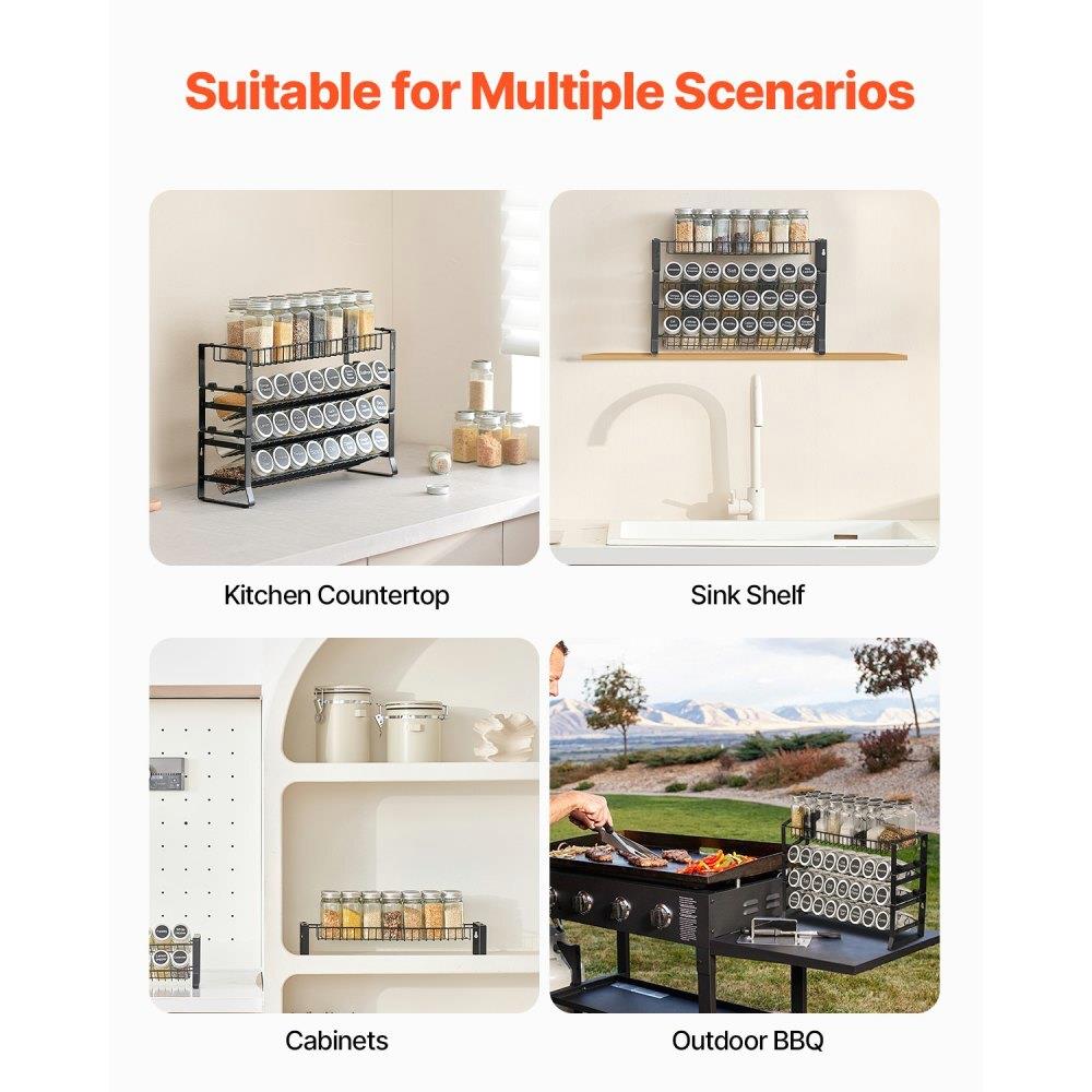 Spice Rack Organizer for Kitchen for Cabinet and Countertop Seasoning Storage Organizer 18x11 Inches