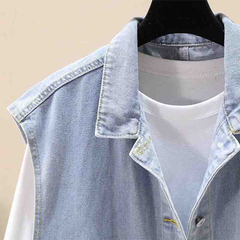 Denim Vest Women's Spring and Autumn Loose Sleeveless Jacket Vest Outer Wear Trendy Ladies Small Fragrance Coat Loose Tops