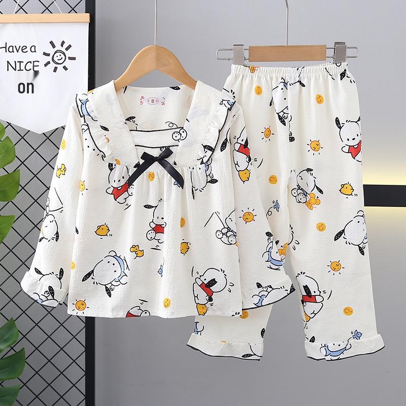Cross-Border Girls' Cotton Cartoon Pajama Set - Long Sleeve Princess Homewear for Spring and Autumn.