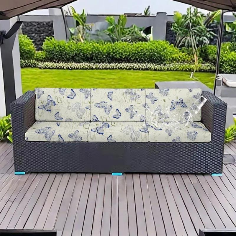 Rutschfeste Outdoor-Sofa-Kissenbezüge mit tropischem Druck, Möbelschutz, Ersatz für einzelne Sitzkissen