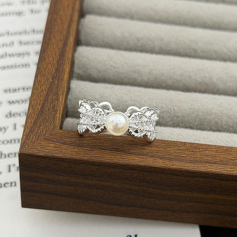 Light Luxury Diamond-Set Zir*****Pen Ring H Letter Sunflower Lace Bow Gentle Stacking Ring Super Fairy Ring Adjustable opening