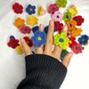 1pc A Handmade Crocheted Ring, Featuring a Yarn-Woven Flower Ring (Random color).