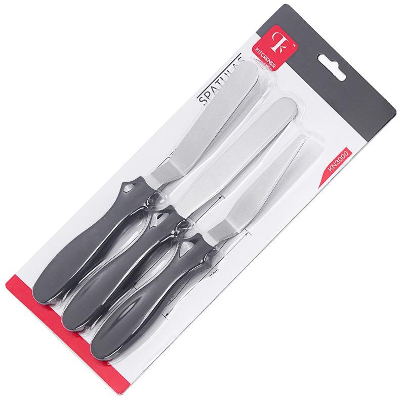 

3PCS/Set Cream Spatula Cake Stripper Scraper Stainless Steel Trowel Set Baking Tools LS чёрный