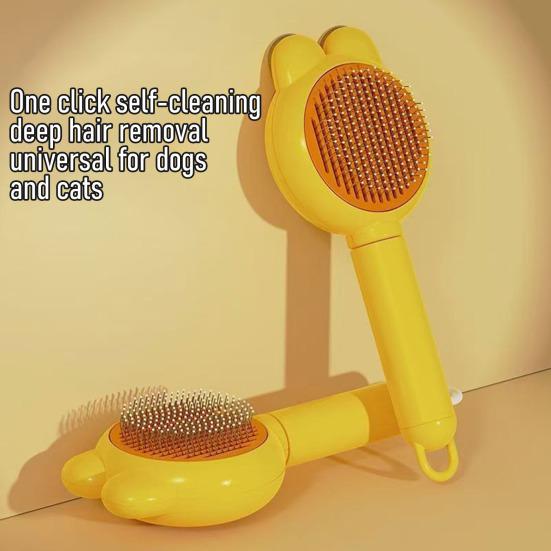 Cat Hair Brush Self Cleaning Dog Slicker Brush for Grooming And Shedding Cute Pet Hair Remover Tool with Release Button for Cats Dogs Rabbits
