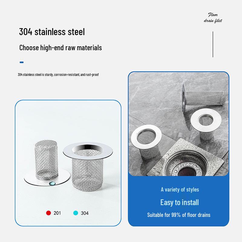 Stainless Steel Anti-Hair Clog Drain Filter for Bathroom Wash Basins