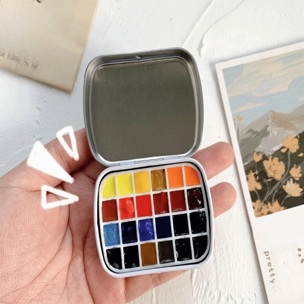Durable Portable Empty Watercolor Tin Box Mini 12/24 Grids Watercolor Paint Palette Watercolor Tin Box Art Supplies
