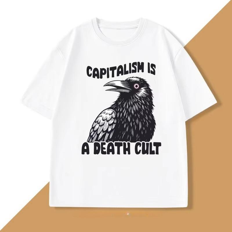 Vintage Capitalism Is A Death Cult T-Shirt Women Graphic T Shirts High Qualtity Oversized T-shirt Short Sleeve Tee S