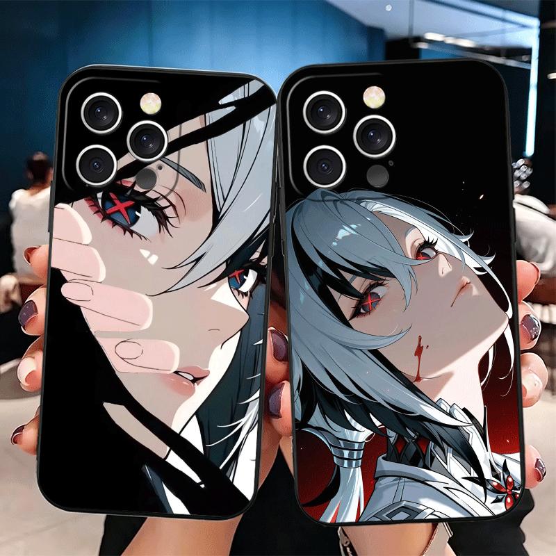 Genshin Impact Arlecchino Soft Phone Case for iPhone 16 16E 17 Air 15 Pro Max 14 Plus 13 Mini 11 12 7 Black Cover Back Shell
