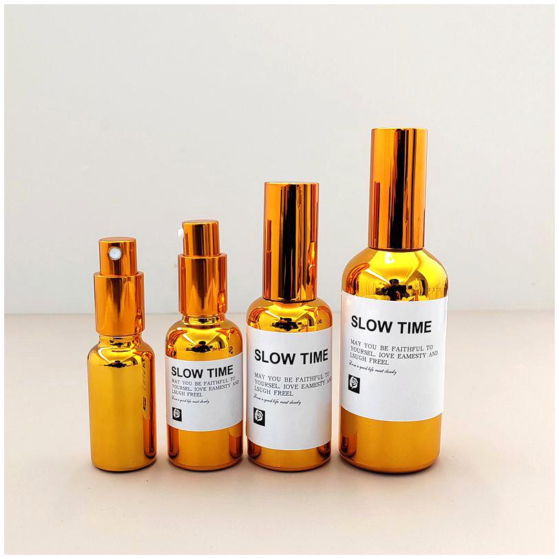 

Gold Electroplated Light-Blocking Refillable Lotion & Shower Gel Bottles 20ml Spray Bottle