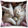 Adorable Sleeping Baby Bunnies Print Pillowcase - Luxury Home Decor, For Living Room And Bedroom, Ideal Gift For Animal Lovers