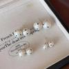 Korean Vintage Polka Dot Cotton Pearl Stud Earrings for Women Exquisite Simple Geometric Round Earring Wedding Party Jewelry