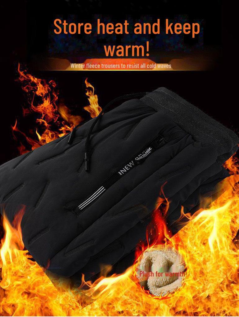 Men's One-Piece Fleece Warm Pants - Large Cotton, Thick Lamb Fleece, Cold-Protection Homewear