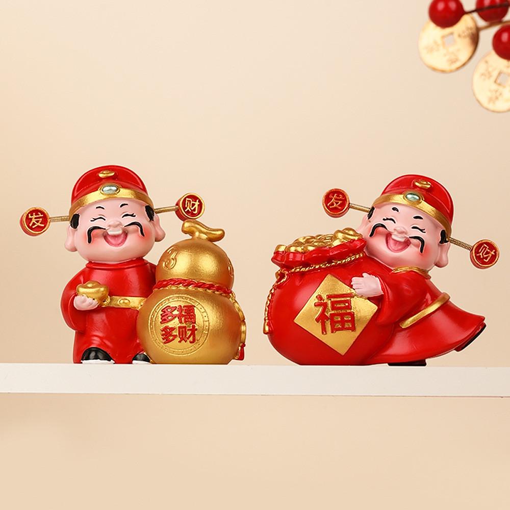 Feng Shui Wealth God Resin Decor With Handpainted Craft For Home Or Office