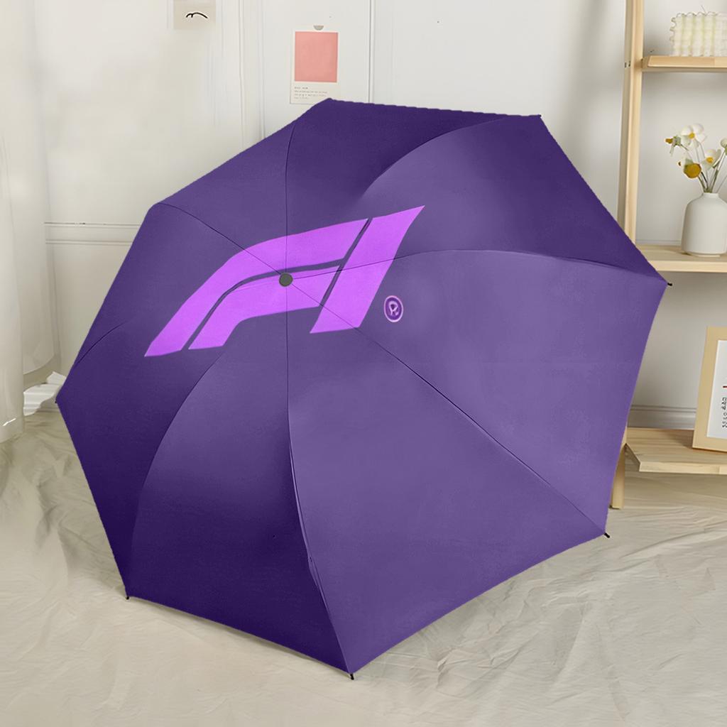 Ombrello pieghevole automatico con logo F1, 8 stecche, compatto e portatile, adatto a tutte le stagioni, un elegante regalo di festa.