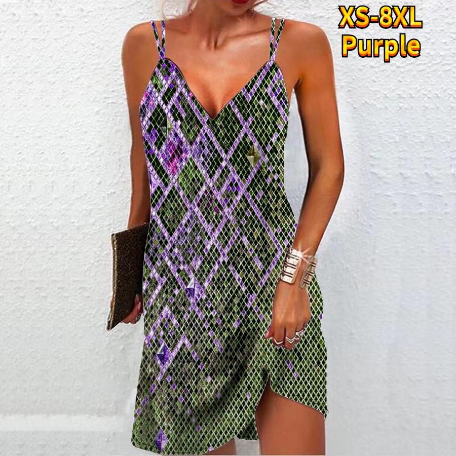 Moda feminina sexy 3d preto lantejoulas diamante grade impressão vestido sem alças solto vestido de camisola com decote em v