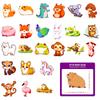 50 Mini Animal Stickers Q Version Animal Doodle Stickers Cartoon Cute Student Children Handbook Material Stickers