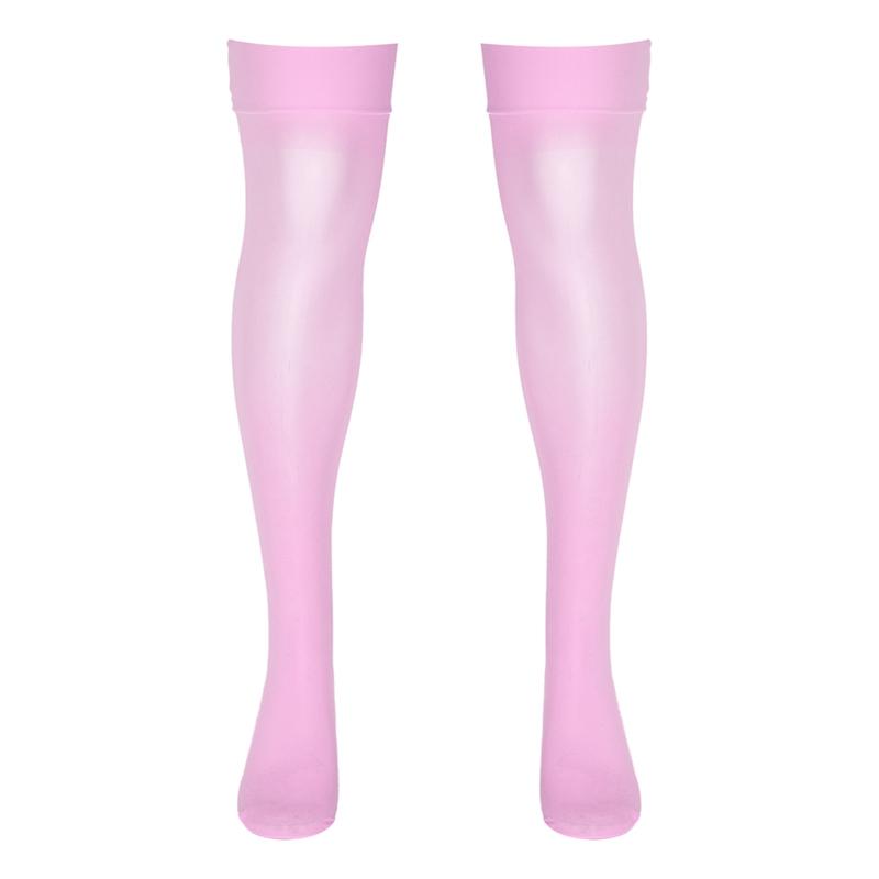 Woemn Sexy High Socks Shiny Solid Color Glossy See-through Stockings Thigh High Stocking