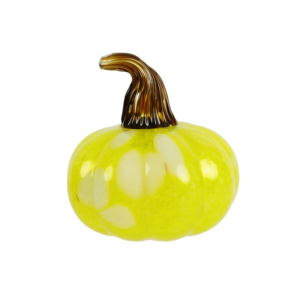 Handcrafted Glass Pumpkin Figurine Decorative Ornament with Multicolored Pattern for Halloween Autumn Table Centerpiece Home Decor