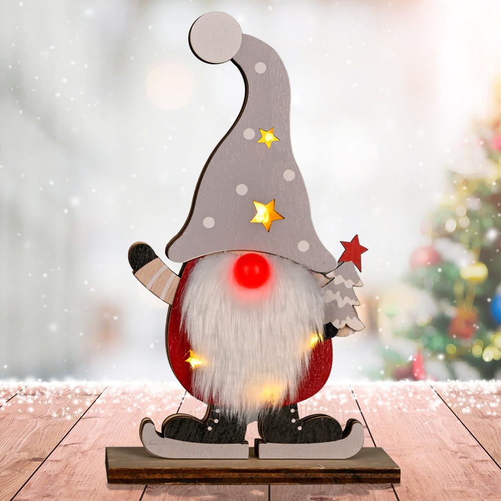 

Rudolph Wooden Whimsical With Charming Lights And Holiday Design For Christmas Festivities Wooden Rudolf Gray Hat