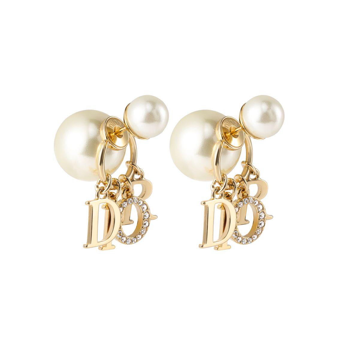 Dior Women's Gold Metal Letter Resin Pearl Earrings Earrings E1411tricy-D301