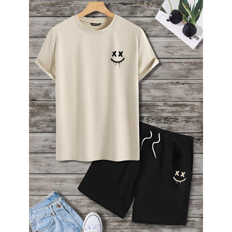 2 Piece Summer Casual Everyday Men's Short Sleeve Shorts Set Hawaiian Print Men's T-shirt Outdoor Sports Men's Beach Shorts